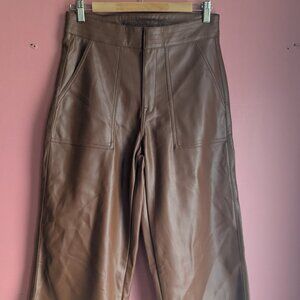 High Rise Wide Leg Vegan Leather Pant